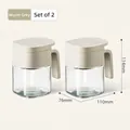 Set of 2 clear glass seasoning jars in warm grey with ergonomic handles for kitchen use - 2 Pcs/Set / Warm Gray