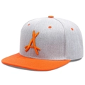 Contrast snapback baseball cap in grey and orange with 3D letter A embroidery - Adjustable / Grey Orange