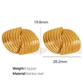 Textured gold stainless steel hoop earrings with striped irregular fold design - Gold