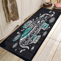 Tappeto passatoia rettangolare in flanella nera con motivo bohémien di elefante e mandala - 40x60cm / Mandala Elefante Nero