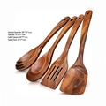Polished acacia wood 4-piece kitchen utensil set with spatula and salad spoons - Confusa Acacia 4-Piece Set / Approx 370g