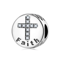 Charm Faith in argento S925 con motivo a croce e zircone bianco incastonato lucido - Fede