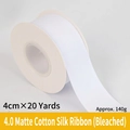 Matte cotton ribbon in bleached white 4cm width and 20 yards length for gift wrapping - Matte Cotton Silk / 4.0cm Wide * 20 Yards / Bleached White
