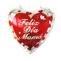Globo de papel de aluminio en forma de corazón con Feliz Día Mamá para decoración de fiesta - 18 Pulgadas Sarga Roja Blanca Corazón Feliz Día Mamá (TX024)