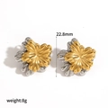 Orecchini a fiore bicolore in oro 18k e acciaio argento con diametro di 22,8 mm - Stile Floreale Tridimensionale (TE60495-M)