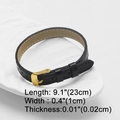 Detail showing dimensions of 23cm length and 1cm width for black leather bracelet - Black Leather Band