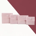 Pink velvet jewelry organizer pouch set with snap closure for rings and necklaces - Snap Button Style / 7x7cm / Pink