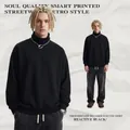 T-shirt termica uomo a collo alto in tessuto spazzolato nero reattivo a maniche lunghe - S / Nero Reattivo