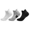 Three-pack low-cut athletic socks in white, grey, and black with arch support straps - Ankle Socks / Multicolor