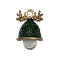 Ciondolo a campana di renna natalizia in smalto verde e oro per creazione gioielli DIY - Campana Verde (14285) / 1 Pezzo (14x21mm) / Verde