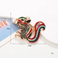 Golden squirrel brooch with colorful enamel, rhinestones and pearl bead detail - D1282 Squirrel