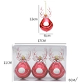 Christmas red elk reindeer hanging ornament set with white antlers and size measurements - Reindeer (3 pieces/box)