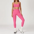 Ensemble de yoga rose fuchsia sans couture avec brassière et legging taille haute - S / Bra + Leggings - Rose Red