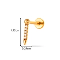 Goldener Edelstahl-Ohrstecker mit vertikalem Stabanhänger und fünf Zirkonias - Gold Vertikaler Stab Zirkon Stil (2614-2#金)