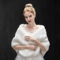 Elegant white faux fur bridal shawl wrap for wedding dresses and evening parties - Full Fur Large Shawl