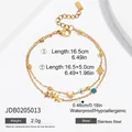 Zweilagiges Fußkettchen aus 18k vergoldetem Edelstahl mit Stern, Mond und blauem Kristall - Edelstahl / Stern Mond Anhänger Mit Blauem Zirkonia Doppellagiger Stil (JDB0205013)
