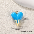 Blue heart pendant with gold tip 25x20mm 18k gold plated lava crystal charm - Large 3D Sky Blue