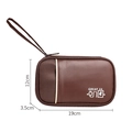 Brown electronics organizer bag with GREAT text and wrist strap, 19x12x3.5cm size - Handheld Coffee