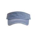 Macro detail of the light blue washed cotton denim fabric and reinforced visor stitching - Sky Blue