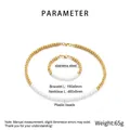 Disegno tecnico che mostra le dimensioni della collana di perle e sfere dorate 18K - Set Oro (KS222024-Z)