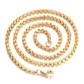 Men's hip hop gold iced out hexagram star pendant necklace with box chain - Gold Box Chain (Chain Only (Without Pendant)) / Width 3.0mm, Length 60cm