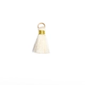 Creamy white DIY tassel pendant with gold metal ring for keychains and accessories - White