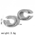 Silver stainless steel C-shaped ear cuff with dimensions 13.7mm and weight 3.6g - Bright Silver-Small(TE6523-S)