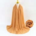 Light orange pearl chiffon scarf for women with elegant drape and fine fabric texture - Light Orange