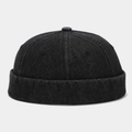 Berretto miki in denim nero retrò per uomo e donna con stile docker vintage lavato - Nero