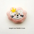 Detail of pink plush lion brooch with gold crown embroidery, size 5cm by 5.5cm - Pink Little Lion