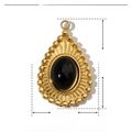 Größentabelle mit 21mm Höhe und 13mm Breite des tropfenförmigen Steinanhängers - Gold Wassertropfen - Schwarzer Stein