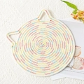 Set de table tressé en forme de chat blanc crème avec coutures spirales colorées - 18cm / Multicolore Chaud