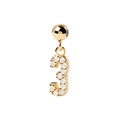 Macro detail of number 3 pendant in gold finish with sparkling white zircon stones - Gold Number 3 Pendant