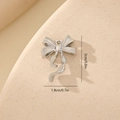 Silver bow pendant dimensions showing 2cm height and 1.9cm width for jewelry making - Ribbon Flow Style MYYX00636 / Silver