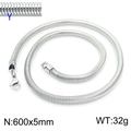 Collier chaîne serpent ronde en acier inoxydable 304 argenté 600mm de long et 5mm - 600mm x 5mm / Argent (KN203803-Z)
