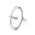 Minimalistischer silberner geometrischer Ring mit unregelmäßigem Hammerschlag-Design - Silber (PBJ228)