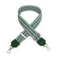 Adjustable 38mm woven bag strap with green and white V-shape geometric pattern and silver hooks - Orbit Green Top Grain Leather