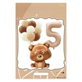 Brown teddy bear and cream number 5 foil balloon set with neutral latex balloons - FG35 Bear Theme Number 5