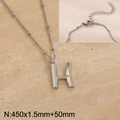 Polished silver stainless steel letter H pendant necklace with an adjustable chain - Silver Letter H (KN287003-Z)