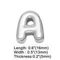 Macro detail of silver letter A charm for bracelets with dimensions 16x13x5mm - Silver A