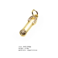 Gold safety pin pendant with micro-pave zircons for DIY jewelry necklaces - 12# (Safety Pin)
