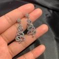 Christmas tree drop earrings with colorful zircons and silver star studs for women - Colorful Christmas Earrings