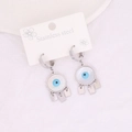 Böhmische Edelstahl-Ohrringe in Silber mit blauem Auge und langen Metall-Anhängern - Teufelsauge mit Rechteckigen Anhängern Stil (3#)
