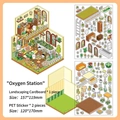 DIY miniature house scenery sticker set featuring oxygen station theme with PET material - Oxygen Station