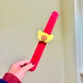 Chinese New Year plush snap bracelet with golden sycee and red prosperity symbol - Fortune Gold Ingot