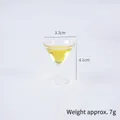 Miniature martini glass charm with yellow liquid, size 3.3x4.1cm and 7g weight - Model / Yellow