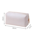 Silver PU leather makeup bag in cross-grain texture with size dimensions 18x10x7cm - Octagonal Pouch / Small (18x10x7cm) / Pearl White