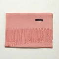 Soft pink cashmere scarf featuring elegant fringed edges and authentic material tag - 70cm / Snow Ivory Pink