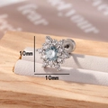 Snowflake stud earring with light blue zircon and 10mm silver steel screw back - Light Sea Blue