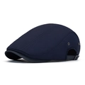Dark blue minimalist flat cap with metallic air vents and adjustable back strap - Navy Blue